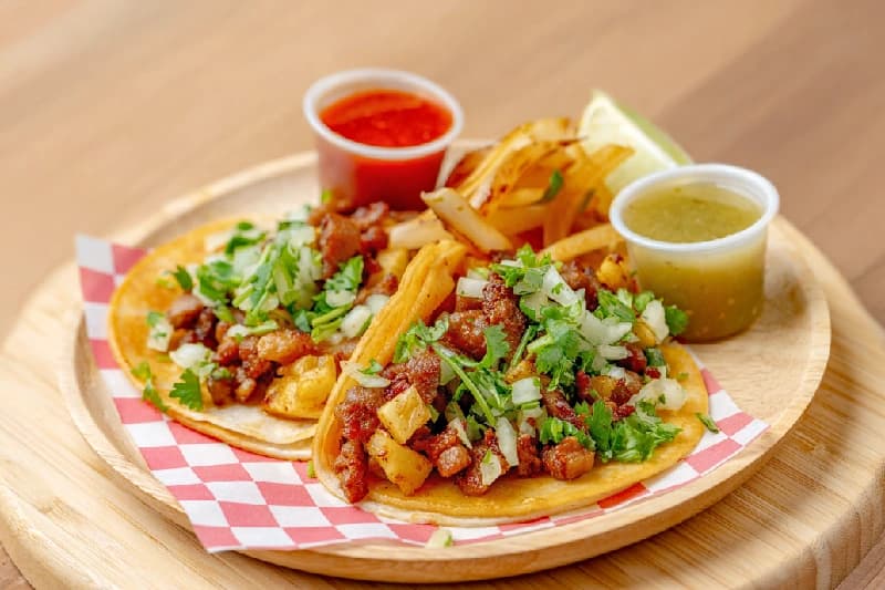 Al Pastor tacos with pineapple